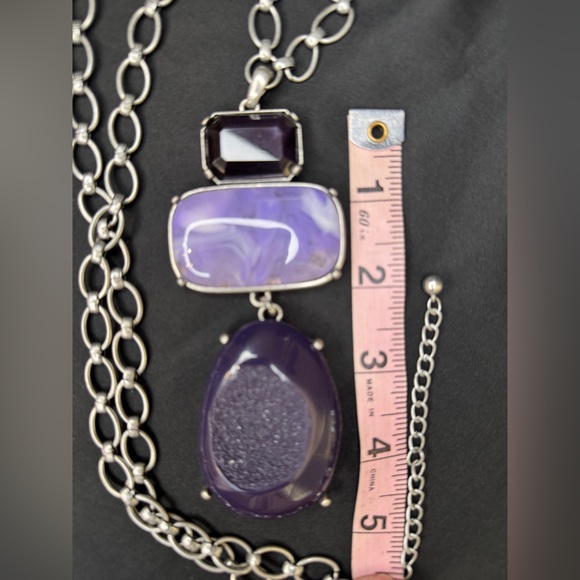 Chico’s Purple Stone and Silver Necklace - Picture 7 of 8